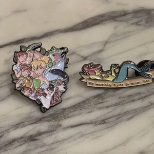 Disney Enamel Pin Set Pastel Floral and Reclining Figure